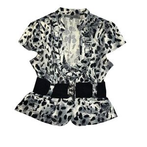 2000s grey cheetah print top ౨ৎ˚♡